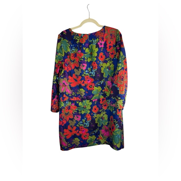 J.Crew 100% Silk Floral Shift Dress Size 10 Bold Retro Whimsy Mod Mini Lined - Picture 7 of 7